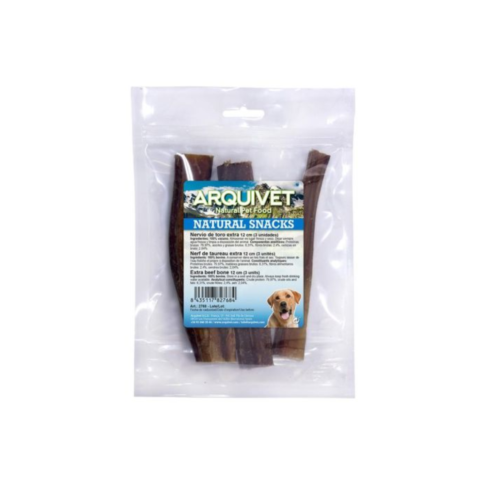 ARQUIVET SNACK NATURAL NERVIO de TORO EXTRA 12cm./ 3 Uds.