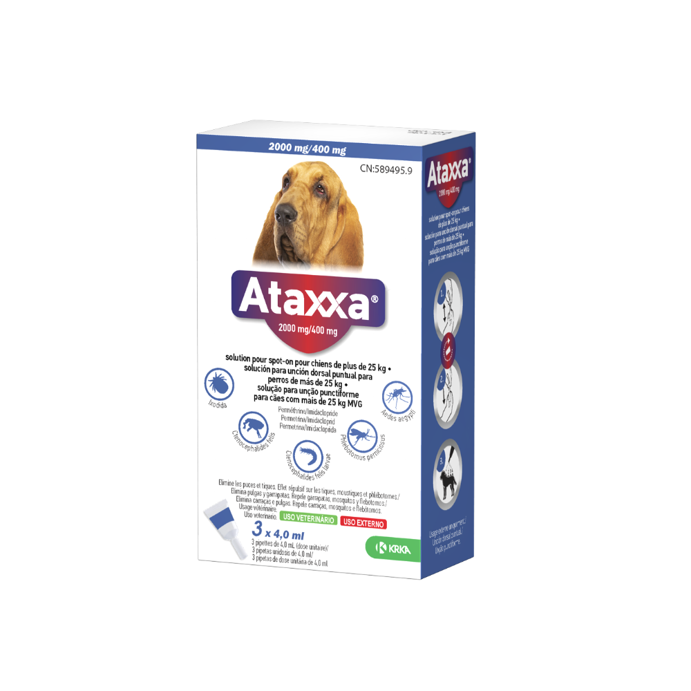 ATAXXA Antiparasitario externo 3 Pipetas para Perros Spot on con Permetrina
