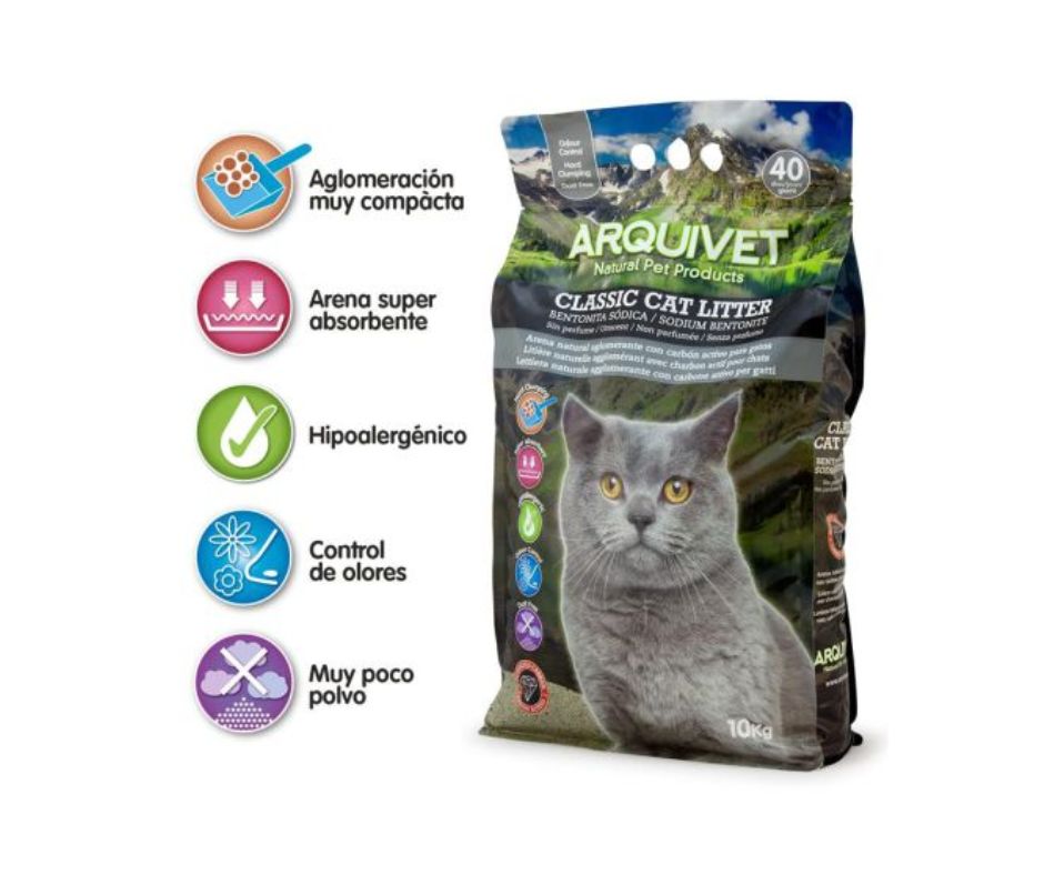 Arena Aglomerante con Carbon activo para Gatos - Luna y Copito