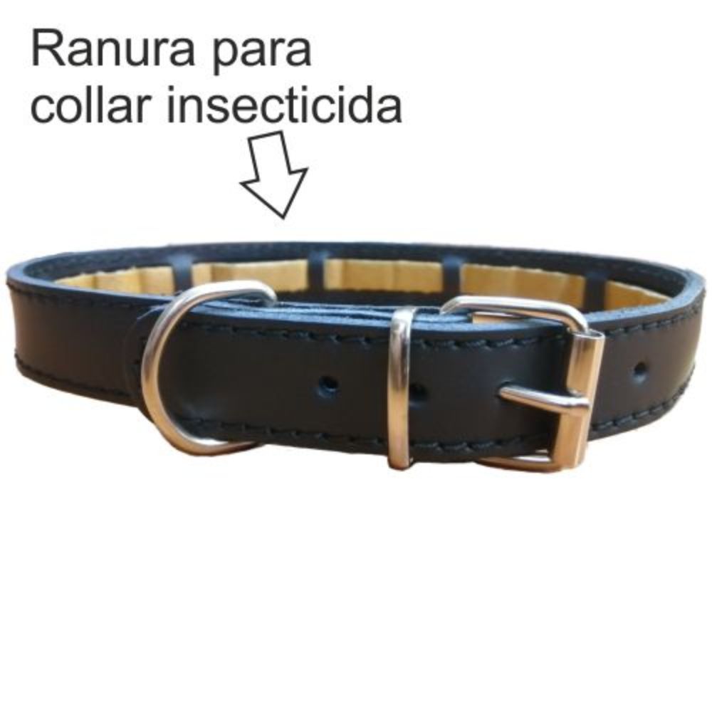 COLLAR PARA PERROS PROTECT CUERO CON RANURA PARA COLLAR INSECTICIDA