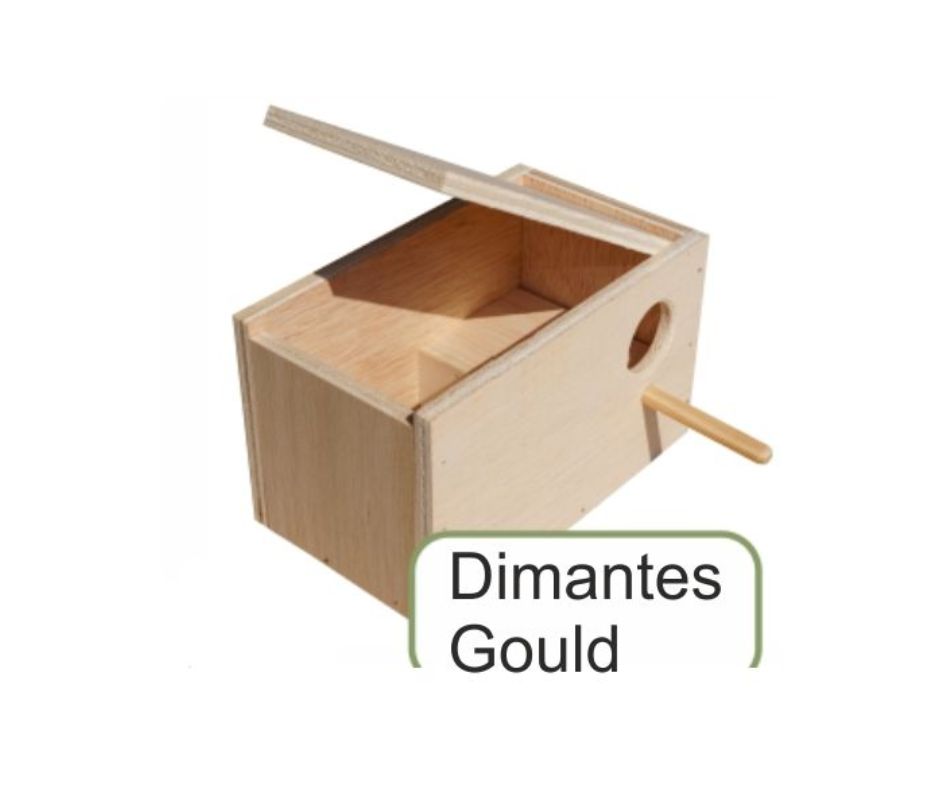 NIDO MADERA DIAMANTES GOULD. Sonho 20x12x12cm. - Luna y Copito