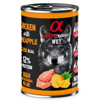 ALPHA SPIRIT CANINE POLLO CON PIÑA LATA 400gr