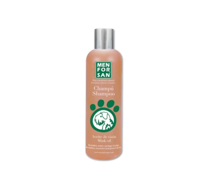 Shampoo hidratante para Perros Menforsan con Aceite de visón - Luna y Copito